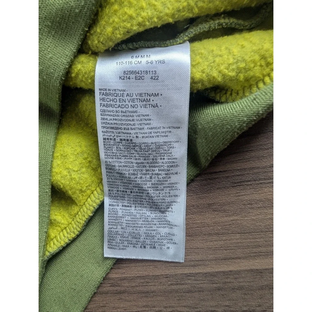 Nike Kids Olive Green Fleece Crewneck Sweatshirt Size 6 (5–6 Years)